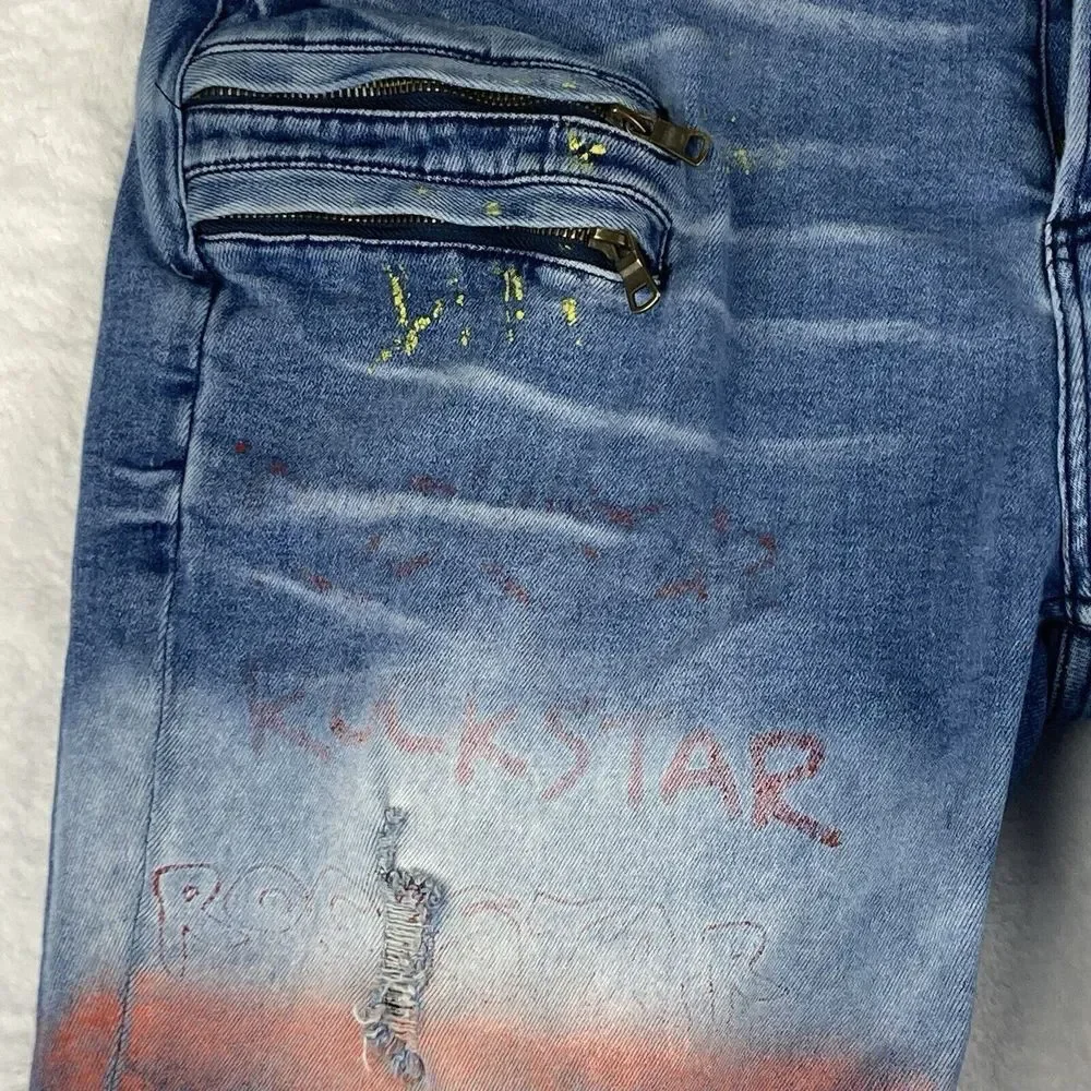 Rockstar Original Ultra Slim Natural Selection Project Distressed Shorts Size 40
